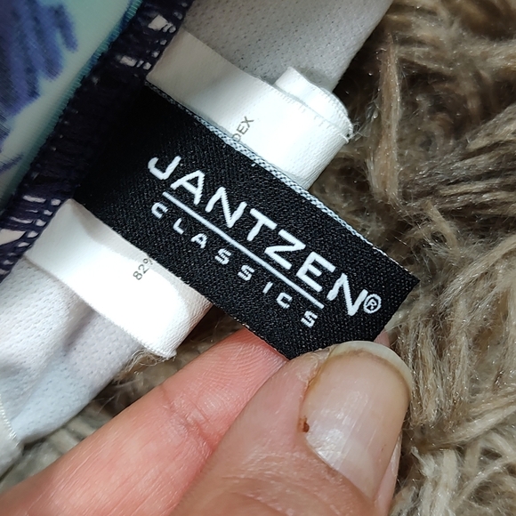 Jantzen Classics Blue Tropical Halter One Piece 8 - Picture 9 of 11